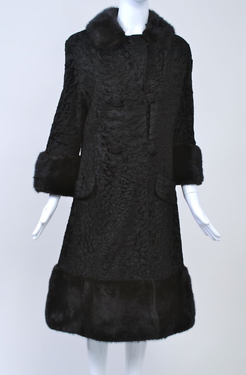 BROADTAIL COAT WITH MINK TRIM