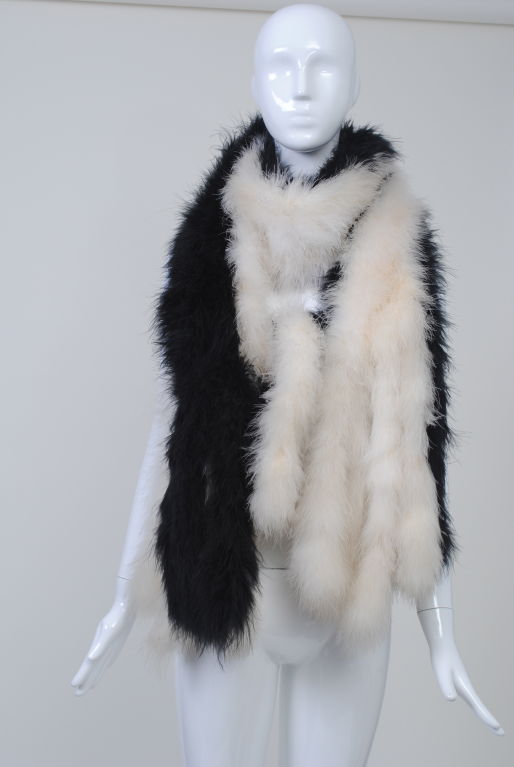 Black and White Marabou Boa In Excellent Condition In Alford, MA
