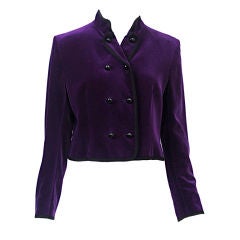 JAEGER PURPLE VELVET CROPPED JACKET