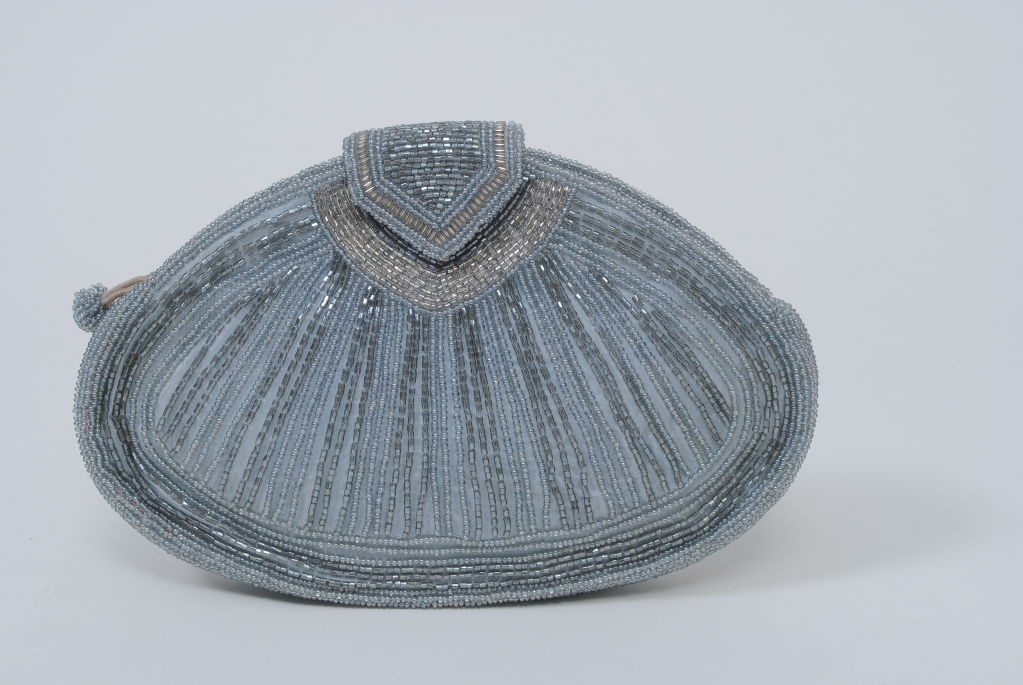 GRAY BEADED EVENING BAG