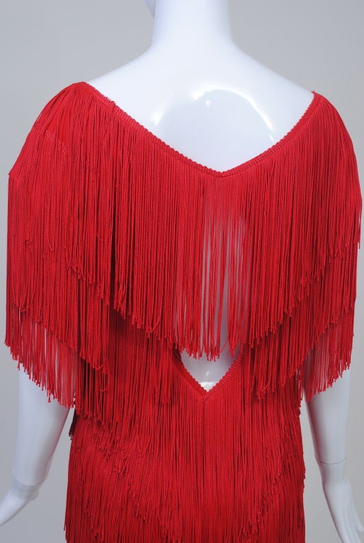 Wayne Clark Fringed Red Evening Dress at 1stDibs | wayne clark vintage ...