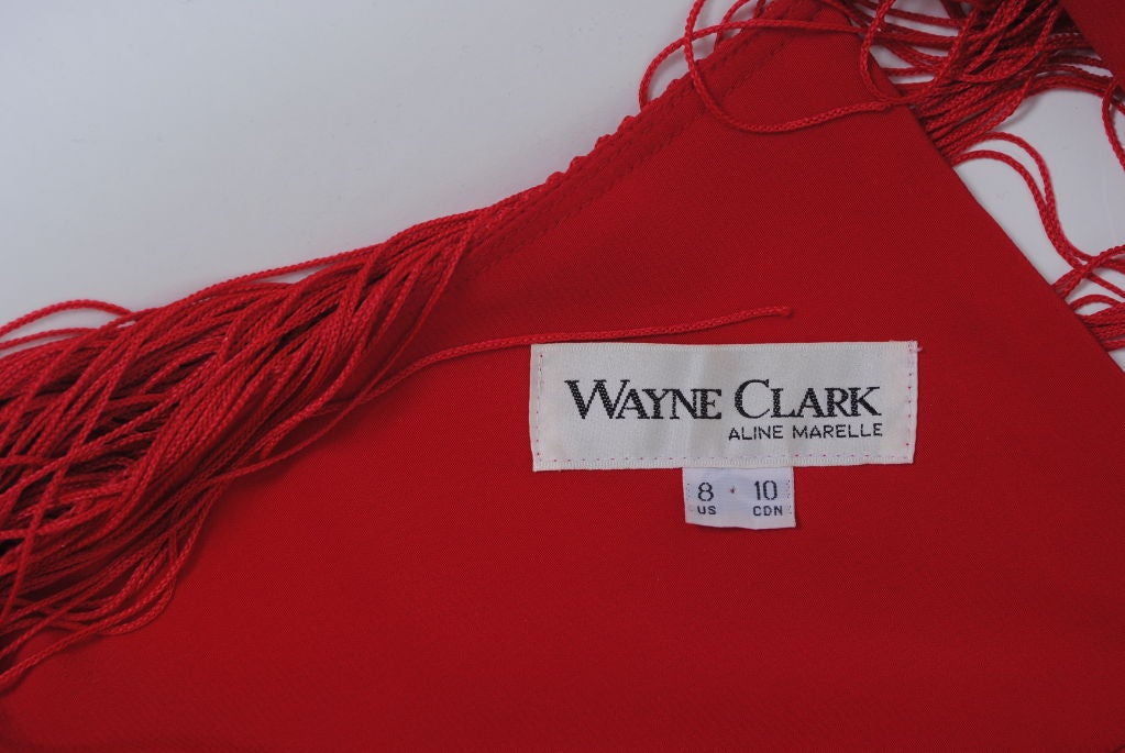 Wayne Clark Fringed Red Evening Dress 2