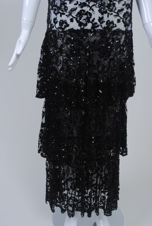 BLACK TIERED LACE AND SEQUIN 1930S DRESS 4