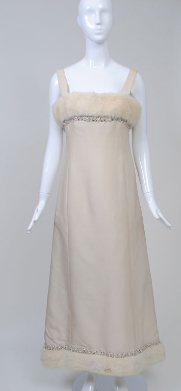 WINTER WHITE MINK-TRIMMED GOWN AND SHAWL