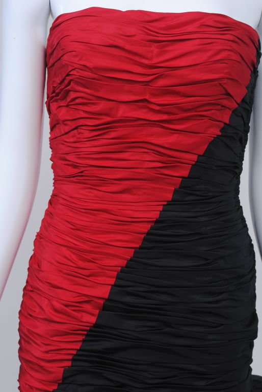 MURRAY ARBEID RED AND BLACK STRAPLESS DRESS 3