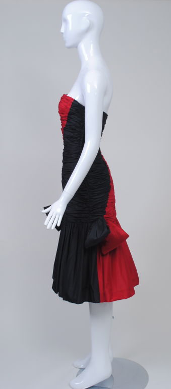 MURRAY ARBEID RED AND BLACK STRAPLESS DRESS 4