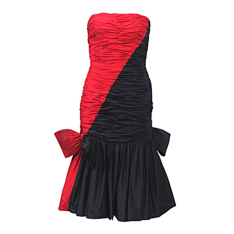 MURRAY ARBEID RED AND BLACK STRAPLESS DRESS