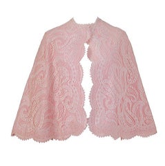 Vintage Pauline Trigére Pink Lace Capelet