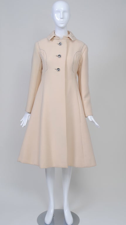 RONALD AMEY WHITE WOOL ENSEMBLE WITH TOPSTITCHING at 1stDibs