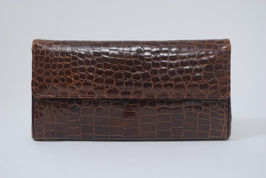 BROWN ALLIGATOR CLUTCH