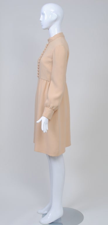 Teal Traina Cream Crepe 1960s Dress In Excellent Condition In Alford, MA