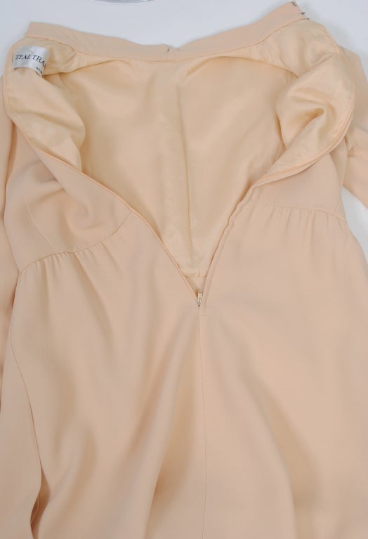 Teal Traina Cream Crepe 1960s Dress 2