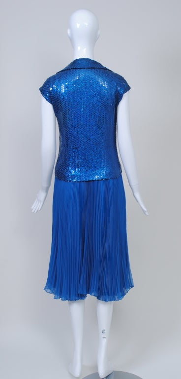 NORELL BLUE SEQUINED TOP AND CHIFFON SKIRT For Sale 1