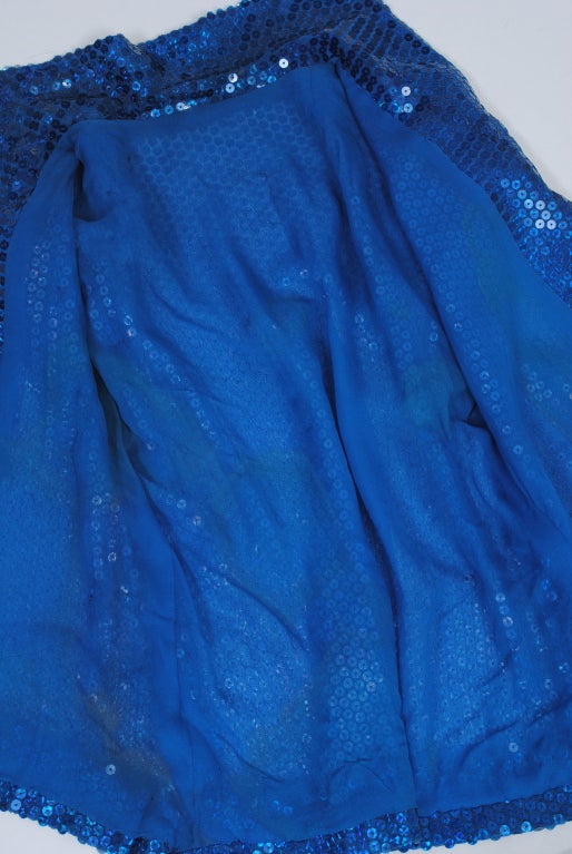 NORELL BLUE SEQUINED TOP AND CHIFFON SKIRT For Sale 3