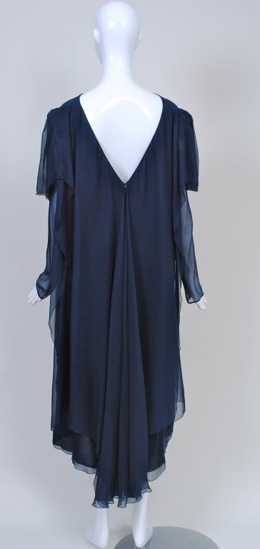 Women's Stavrapoulos Navy Chiffon Cocktail Dress For Sale