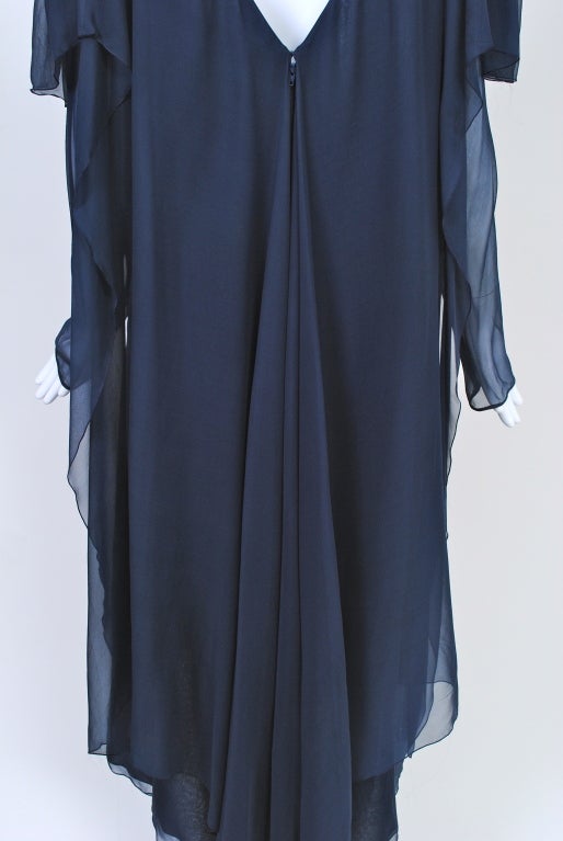 Stavrapoulos Navy Chiffon Cocktail Dress For Sale 1