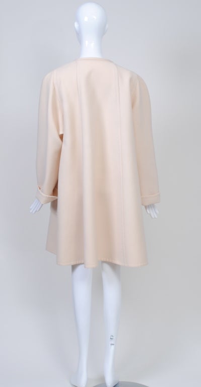 Women's Trigere White Wool Swing Coat