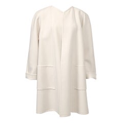 Trigere White Wool Swing Coat 10