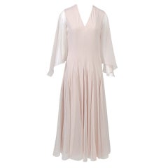 BEIGE POLY AND CHIFFON '70S DRESS