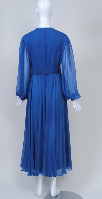 Women's MALCOLM STARR ROYAL CHIFFON 1970S DRESS