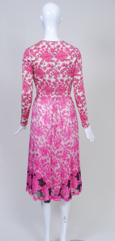 La Mendola Fuchsia Print Jersey And Chiffon Dress at 1stdibs