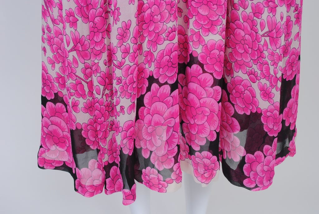 La Mendola Fuchsia Print Jersey And Chiffon Dress 2