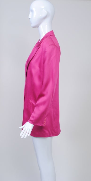 Stephen Sprouse Fuchsia Cotton Blazer and Skirt In Good Condition In Alford, MA
