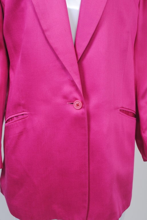 Women's Stephen Sprouse Fuchsia Cotton Blazer and Skirt
