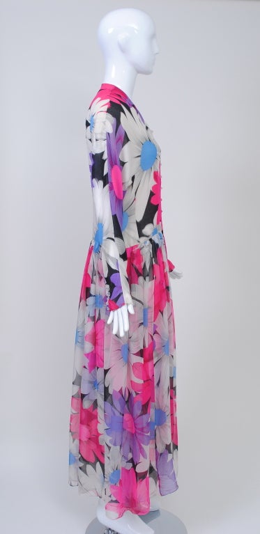 Women's Hanae Mori Floral Print Chiffon Dress