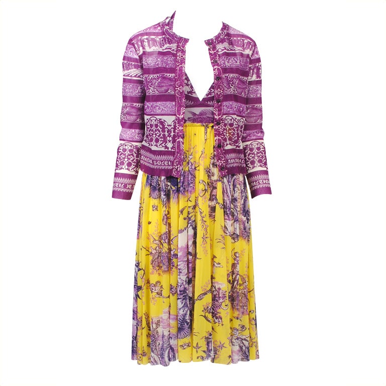 Jean Paul Gaultier Toile Print Dress and Cardigan at 1stdibs