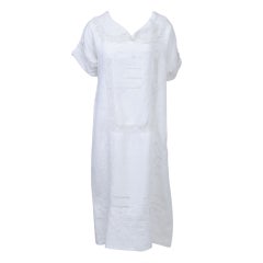 Antique 1920S HAND EMBROIDERED WHITE LINEN DRESS