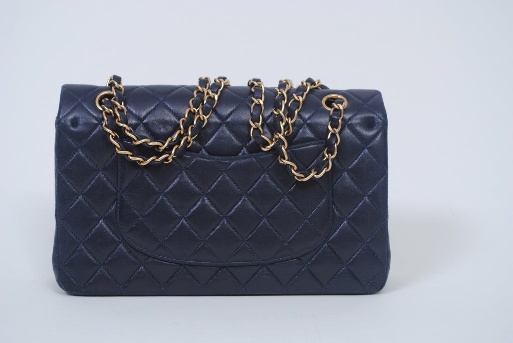 Women's CHANEL CLASSIC NAVY  QUILTED DOUBLE-FLAP HANDBAG