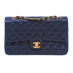 CHANEL CLASSIC NAVY  QUILTED DOUBLE-FLAP HANDBAG