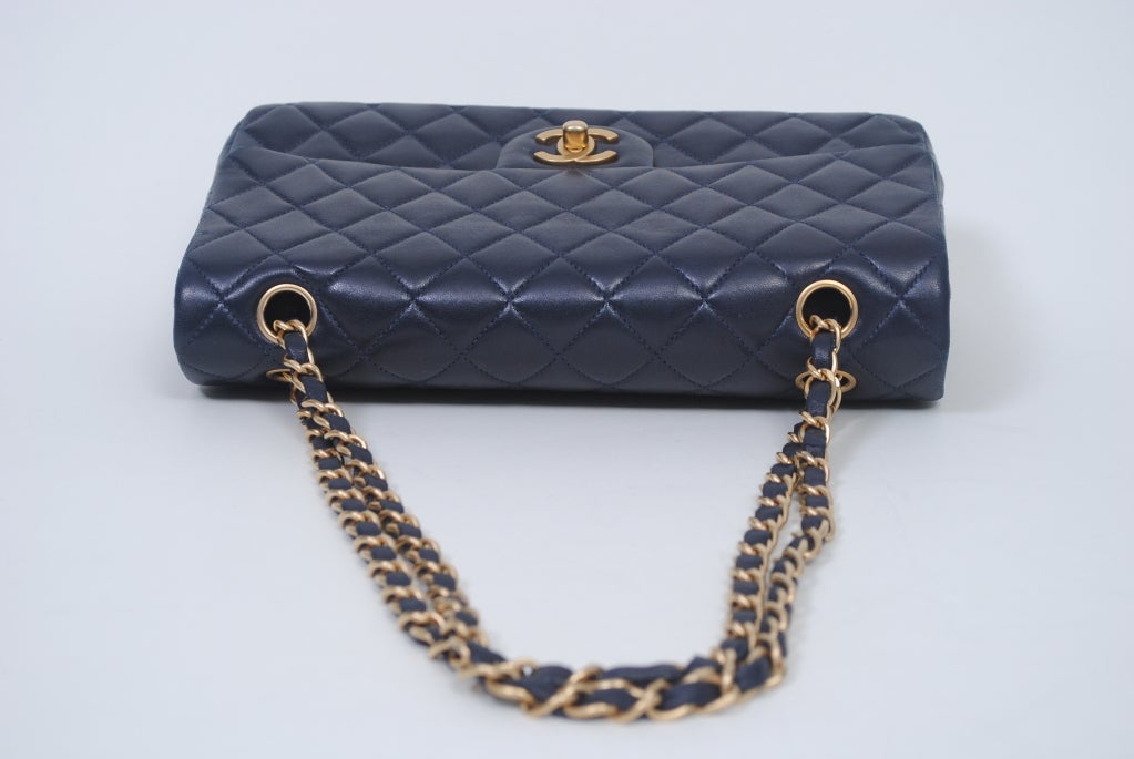 CHANEL CLASSIC NAVY  QUILTED DOUBLE-FLAP HANDBAG 3