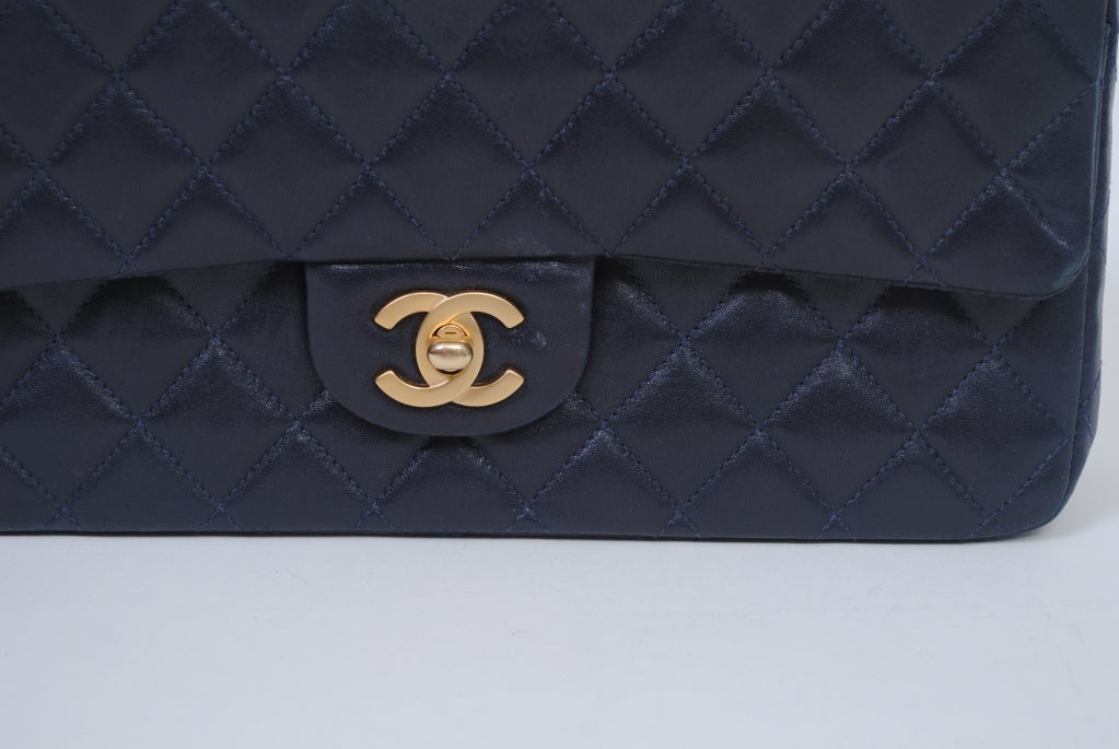 CHANEL CLASSIC NAVY  QUILTED DOUBLE-FLAP HANDBAG 4