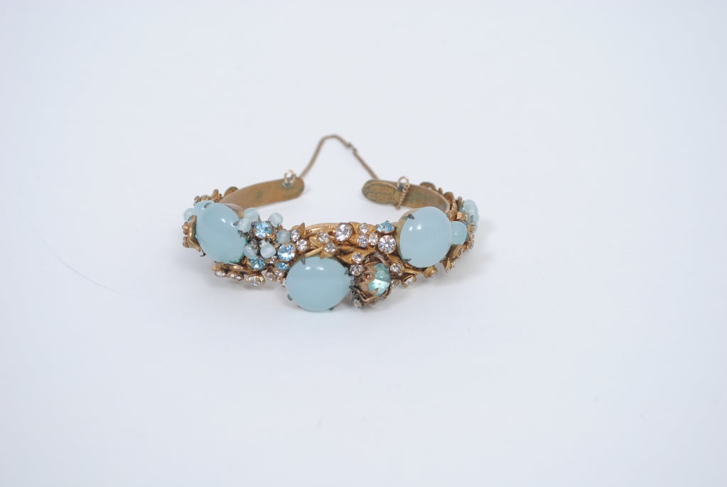 Women's MIRIAM HASKELL CUFF WITH BLUE CABOCHONS AND CRYSTALS