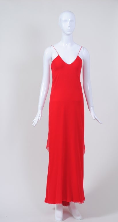 STAVROPOULOS RED CHIFFON GOWN WITH JACKET