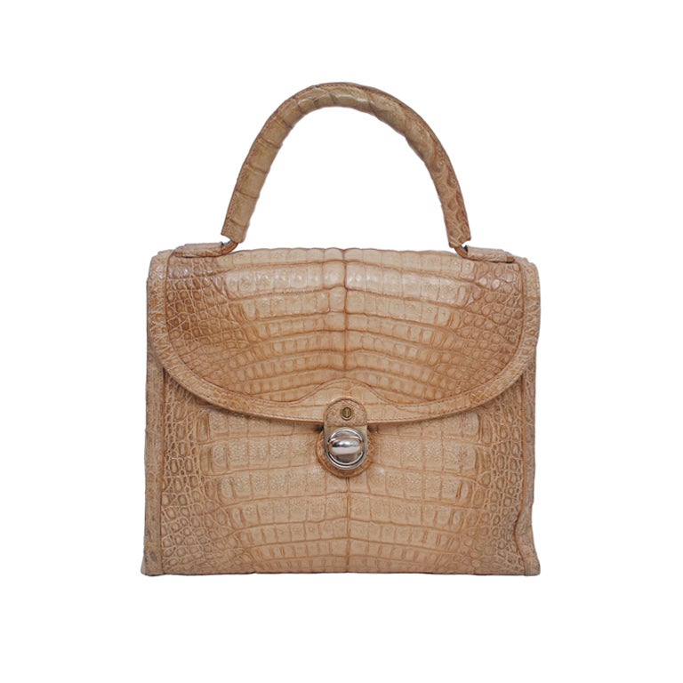 GOLDPFEIL COCOA CROCODILE HANDBAG