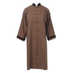 BONNIE CASHION BROWN/BLACK PRINT COTTON MANDARIN COAT