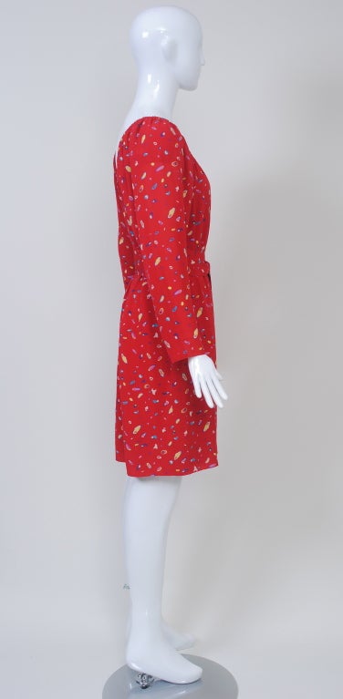 Women's HANAE MORI  RED PRINT DRESS