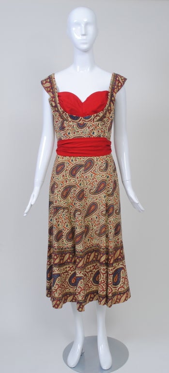 Paisley Print Cotton 1950s Ensemble 1