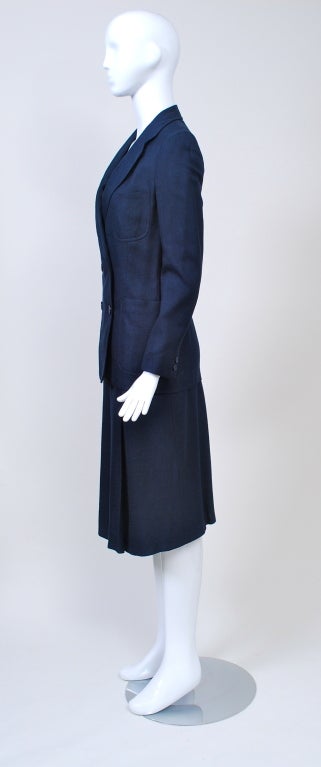 BASILE NAVY LINEN BLAZER AND SKIRT 1