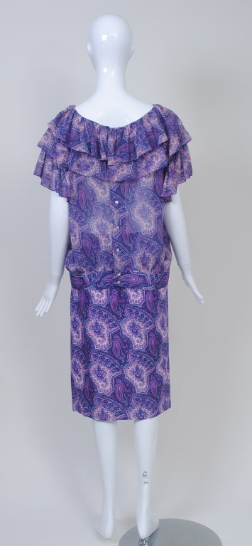 Hanae Mori Purple Paisley Two-Piece Dress 1