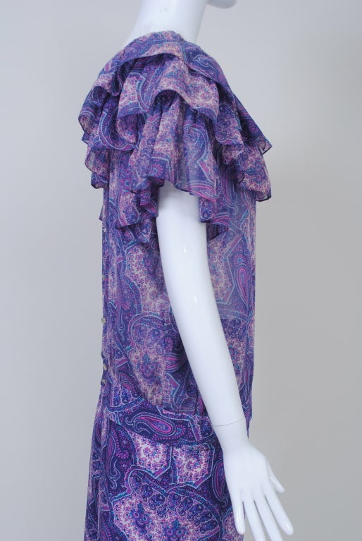 Hanae Mori Purple Paisley Two-Piece Dress 2