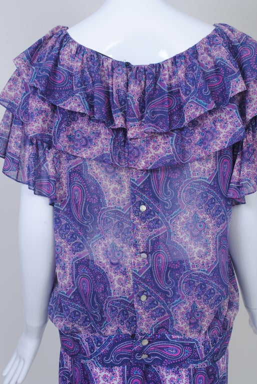 Hanae Mori Purple Paisley Two-Piece Dress 3