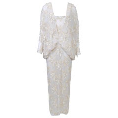 White Sequined Chiffon 1980s Dress 3