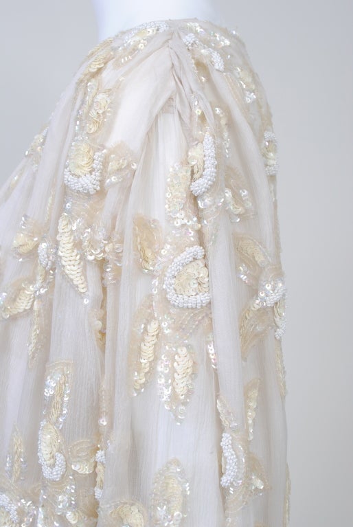 White Sequined Chiffon 1980s Dress 1