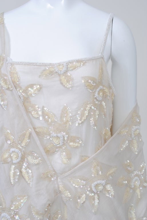 White Sequined Chiffon 1980s Dress 3
