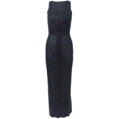 Vintage Black Beaded 1960s Fitted Gown