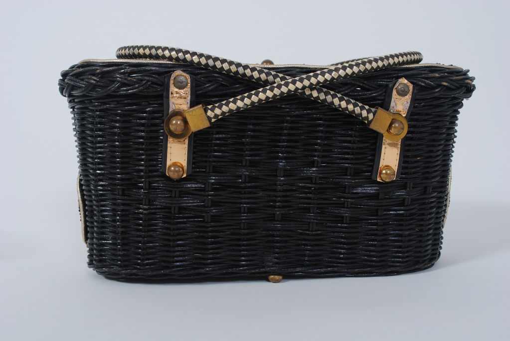 MIDAS OF MIAMI BLACK WICKER HANDBAG